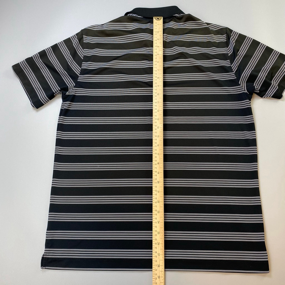 Nike Golf Polo Shirt Large Black White Stripe Tour Performance Athletic Sporty - Picture 12 of 14